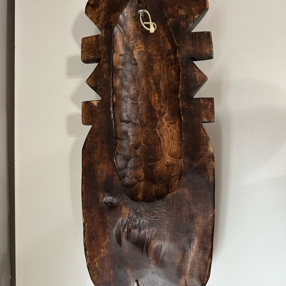 Vintage Handcrafted Wood Brass African Tribal Mask - Picture 7 of 13